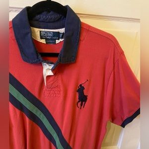 Men’s Ralph Lauren Polo shirt with big pony and cross stripe - custom fit XXL